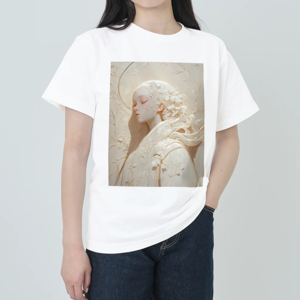 AQUAMETAVERSEの美しい女性の彫刻　　なでしこ1478 ヘビーウェイトTシャツ
