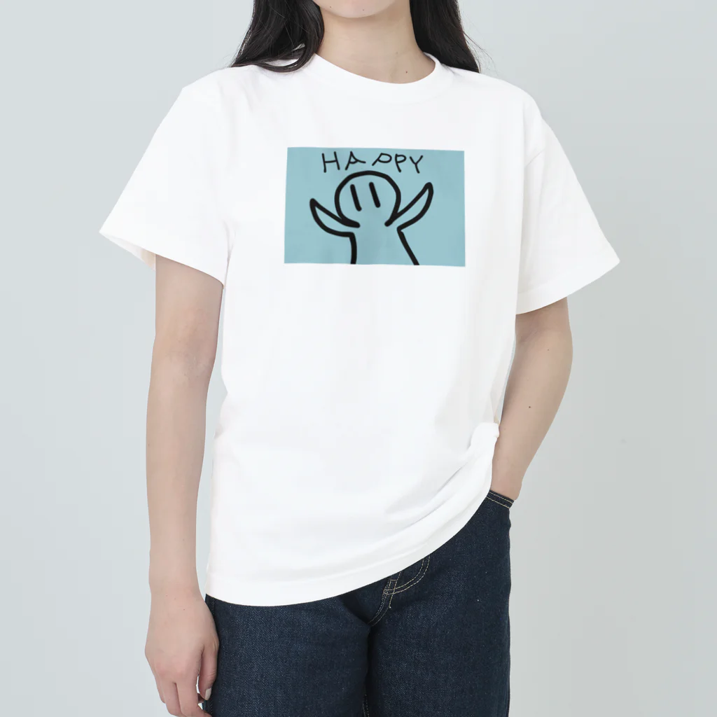 納豆ごはんのHAPPYなコンセント君（水色） ヘビーウェイトTシャツ