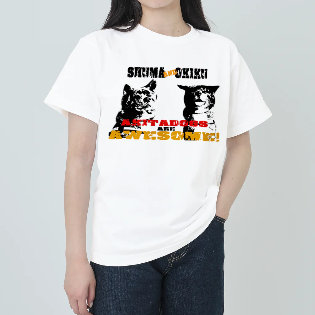 虎毛秋田犬・秋馬とお菊-Shuma and Okikuの秋馬とお菊ch.awesome ヘビーウェイトTシャツ