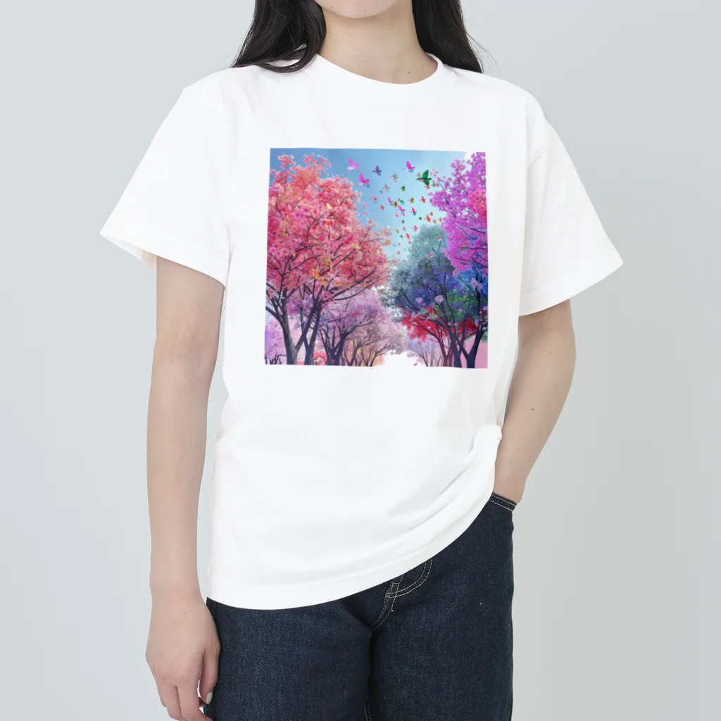 AQUAMETAVERSEの自然の美しい木々と鳥　なでしこ1478 Heavyweight T-Shirt