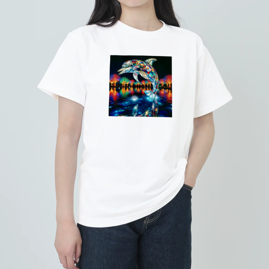 終わらない夢🌈のキラキラ✨イルカ🐬✨ ヘビーウェイトTシャツ