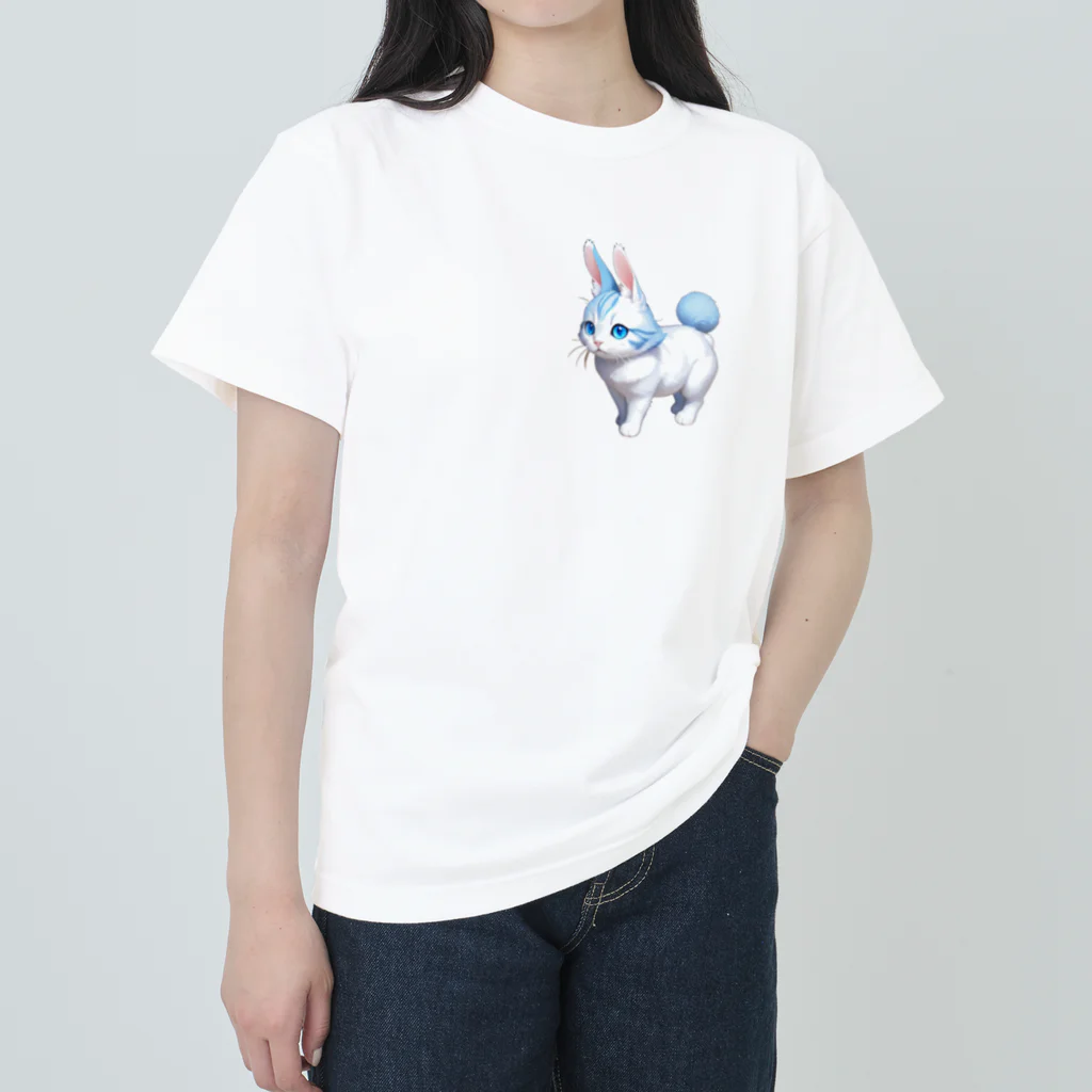 ko_858585のウサギ猫：ブルー Heavyweight T-Shirt