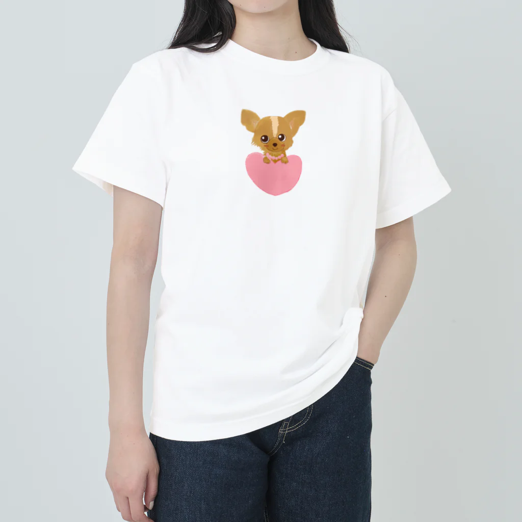 ゆずずショップのハートチワワ　！！ ヘビーウェイトTシャツ