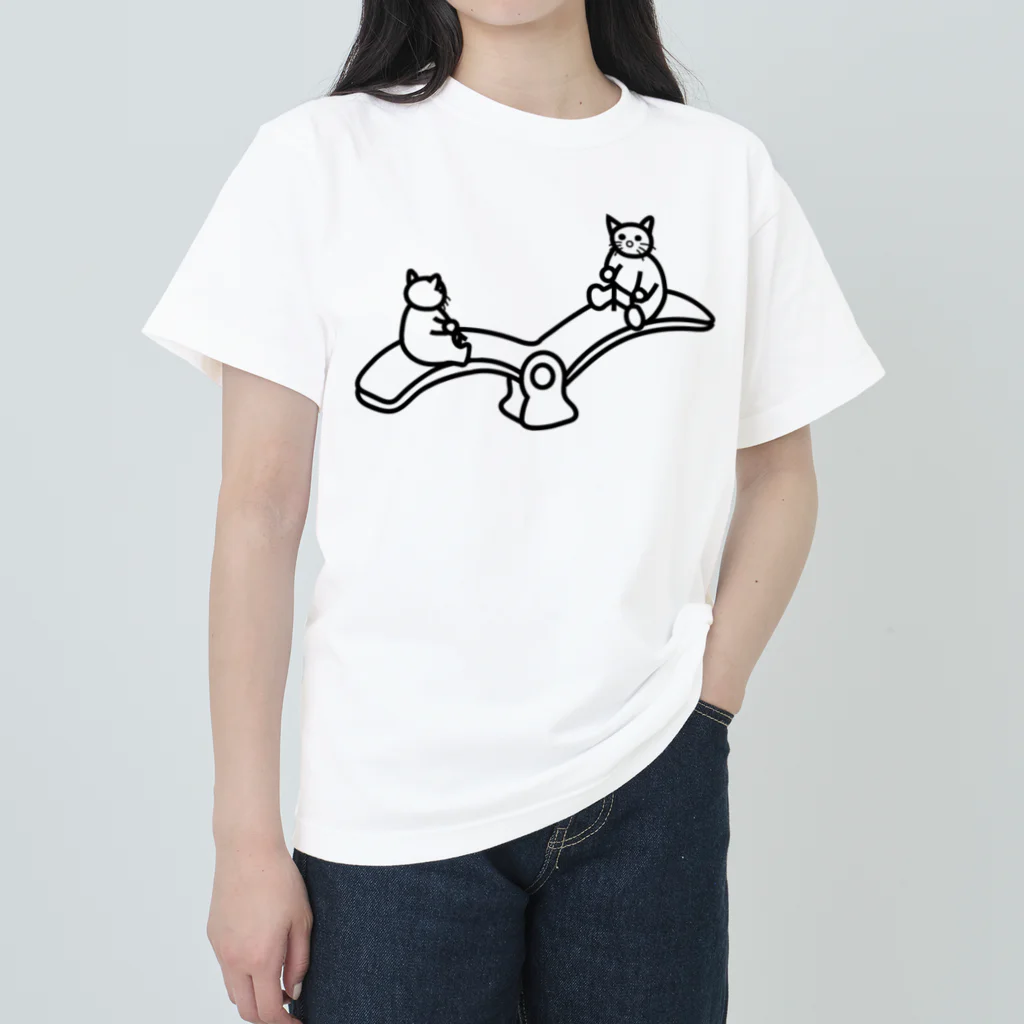 eugorameniwaの猫のシーソー ヘビーウェイトTシャツ