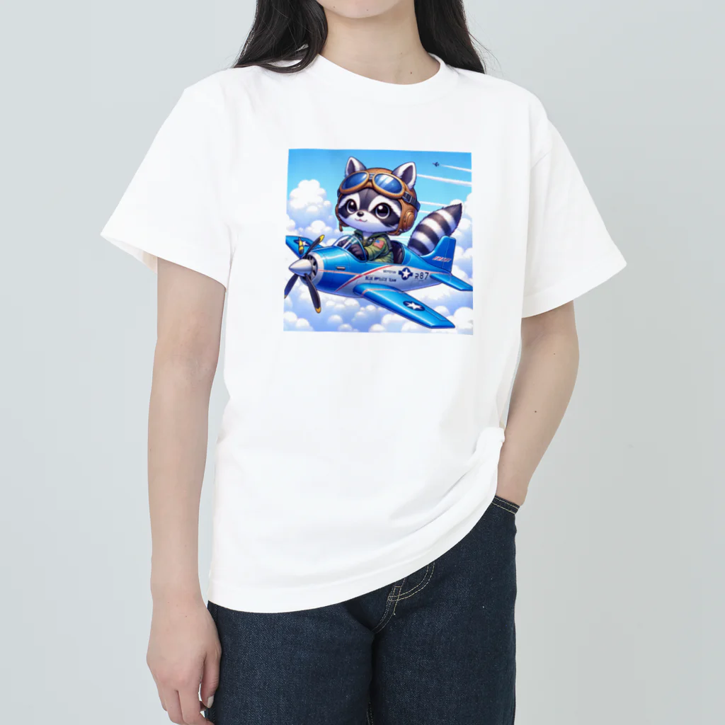 valtanamnのでふぉるめタッチな狸が操縦するレシプロ戦闘機 ヘビーウェイトTシャツ