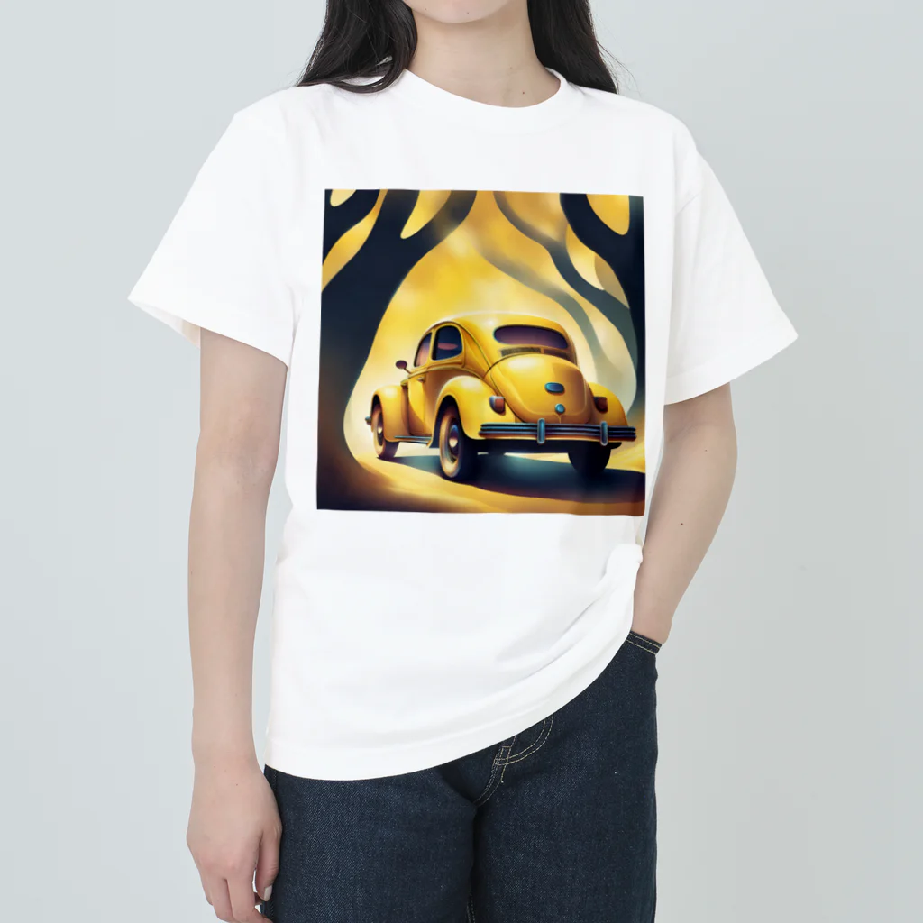 雑貨屋猫布団の黄色の外車 ヘビーウェイトTシャツ