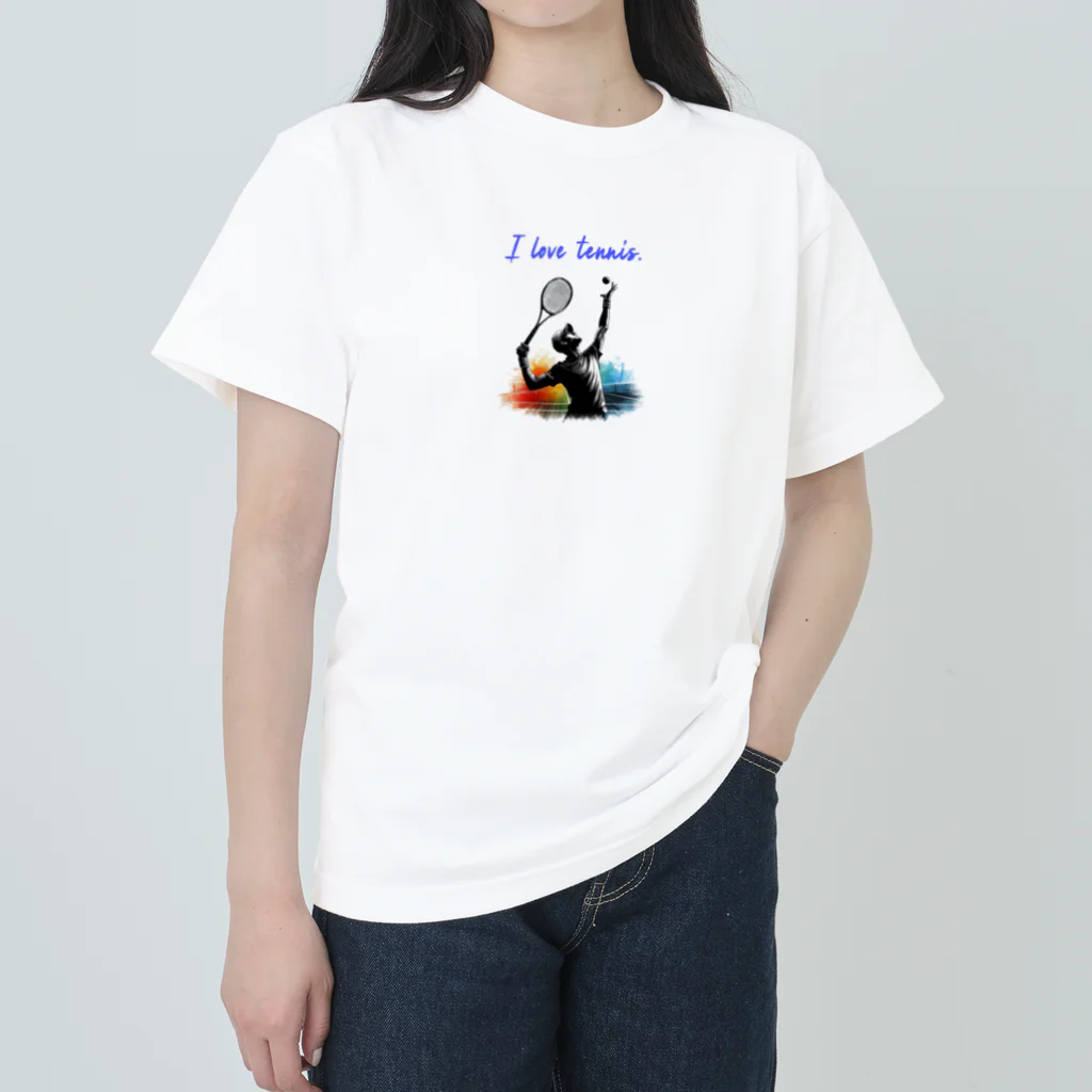 Tomohiro Shigaのお店のI love tennis.（その２） Heavyweight T-Shirt