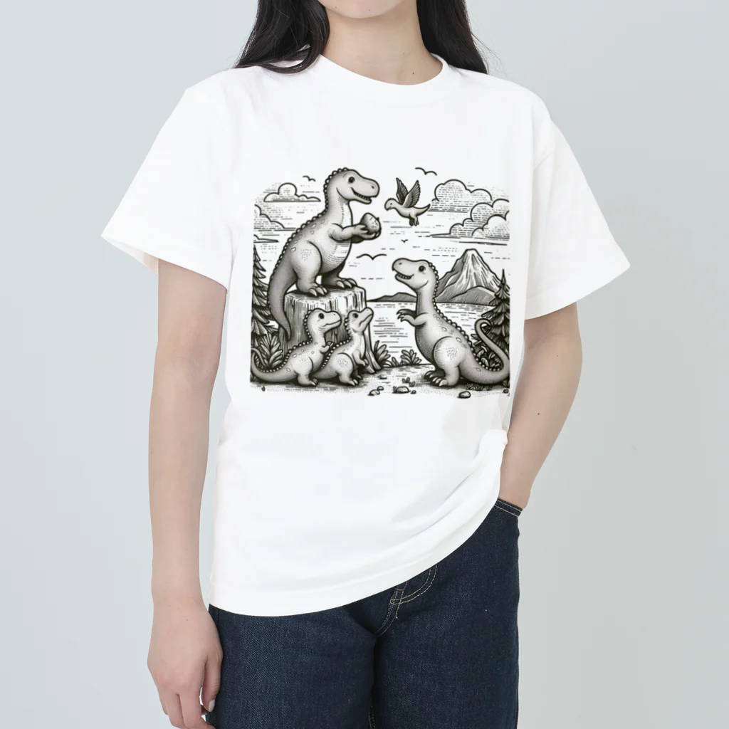 dinaso_sのティラノサウルスの家族 Heavyweight T-Shirt