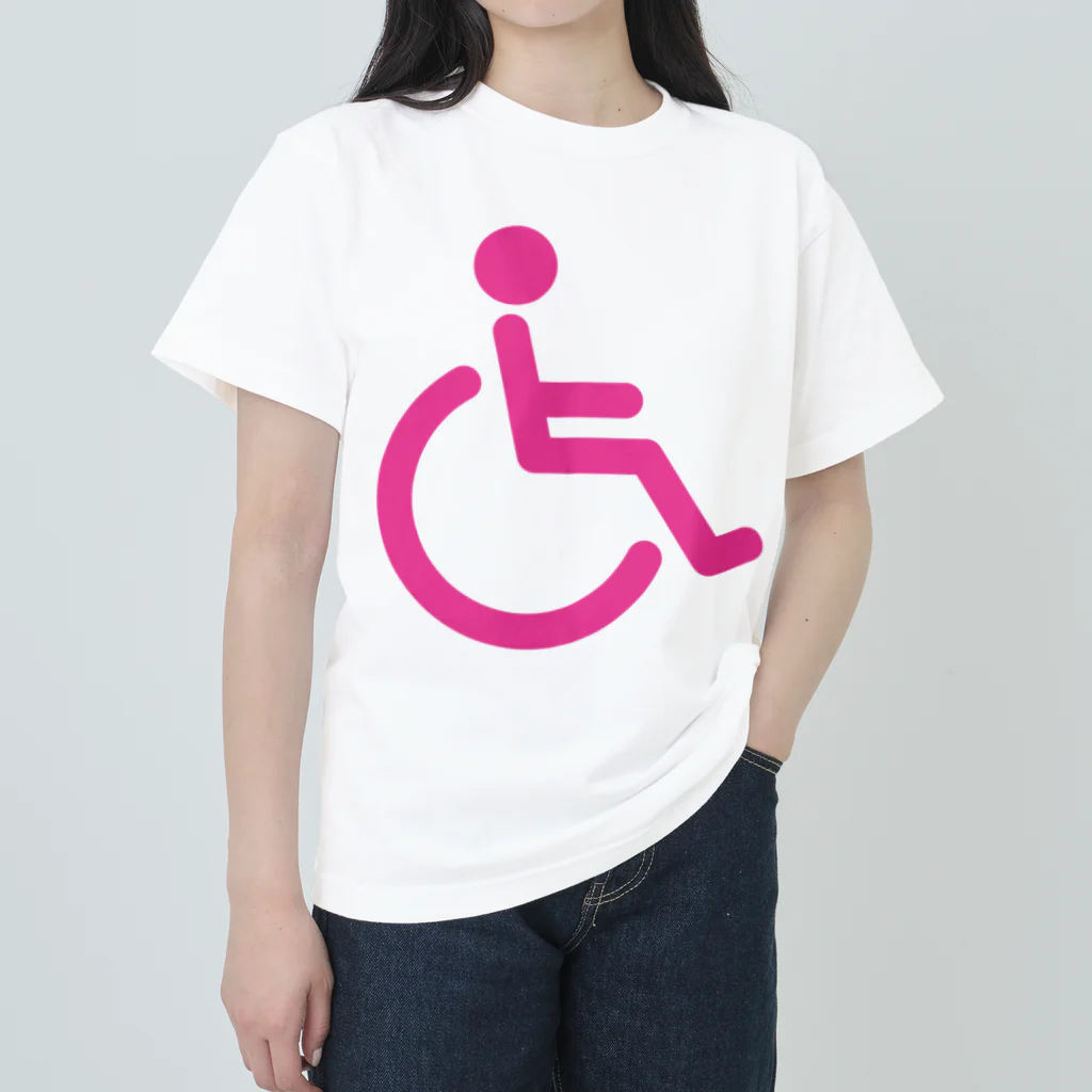 お絵かき屋さんの車椅子マーク（ピンク） ヘビーウェイトTシャツ