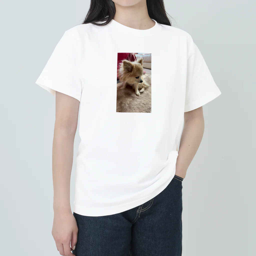 Yukaの絵と実家の犬🐕のチワワの小夏ちゃん ヘビーウェイトTシャツ