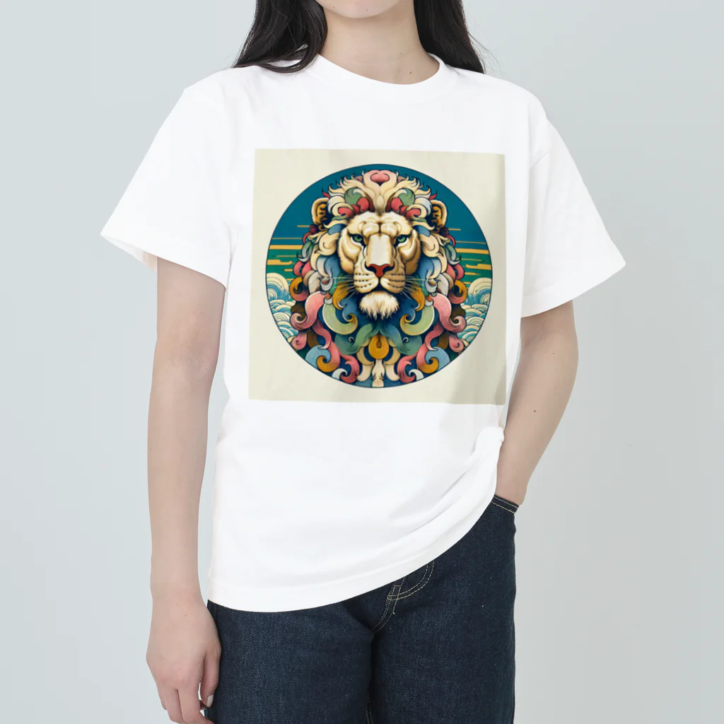 chaochao0701の浮世絵風　ライオン（顔）"Ukiyo-e style lion (face)."  "浮世繪風格的獅子（臉）。" Heavyweight T-Shirt