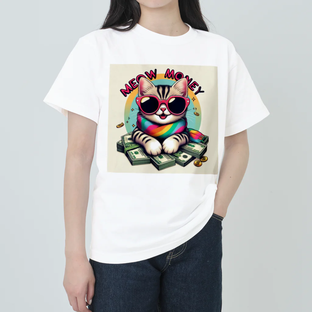 現金な動物たちの財布にゃんこ Heavyweight T-Shirt