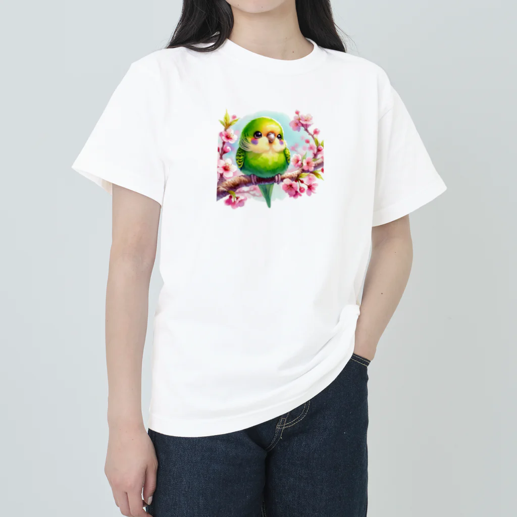 ぷっくりショップのオカメインコのひととき ヘビーウェイトTシャツ