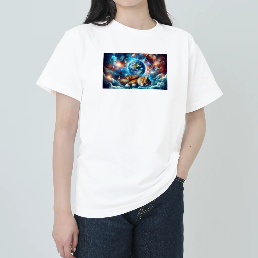 space catの夢見る猫 Heavyweight T-Shirt