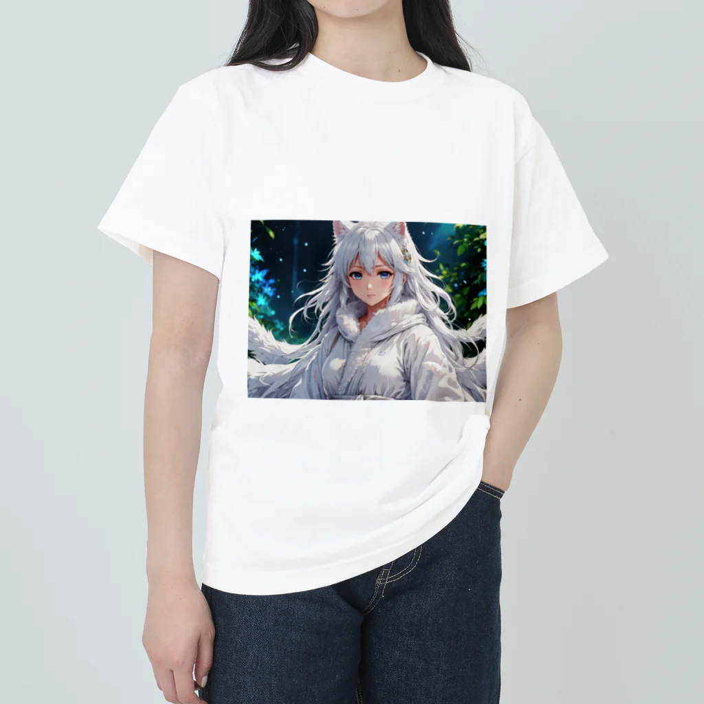 巫女スタぐらむのもふもふの巫女 ヘビーウェイトTシャツ