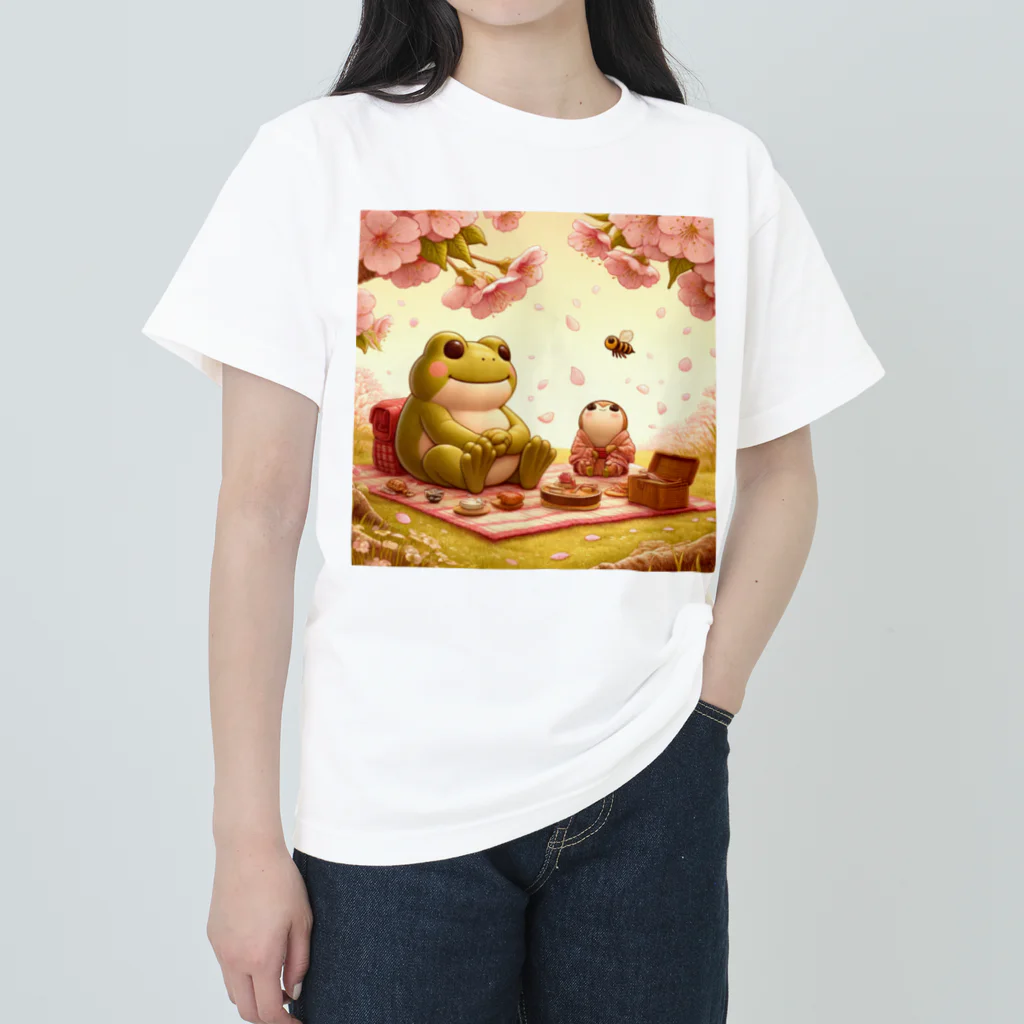 Pyon ＆ Bunのお花見 ヘビーウェイトTシャツ