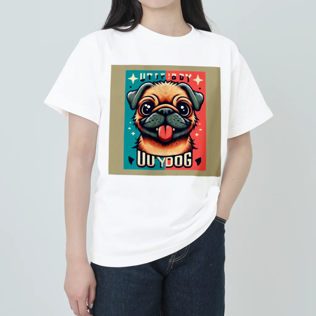 ブサカワアニマルのブサカワアニマル『パグ』 Heavyweight T-Shirt