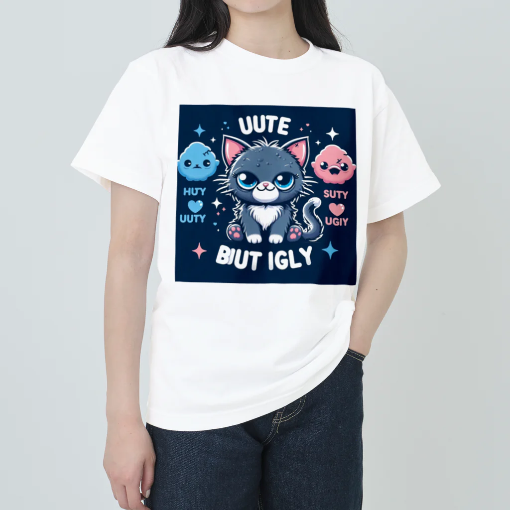 ブサカワアニマルのブサカワアニマル『ニャギ』 ヘビーウェイトTシャツ