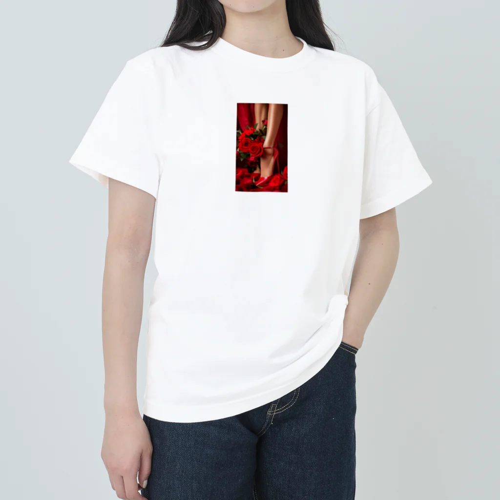 ニゴ猫　shopのred Rose heel  ヘビーウェイトTシャツ