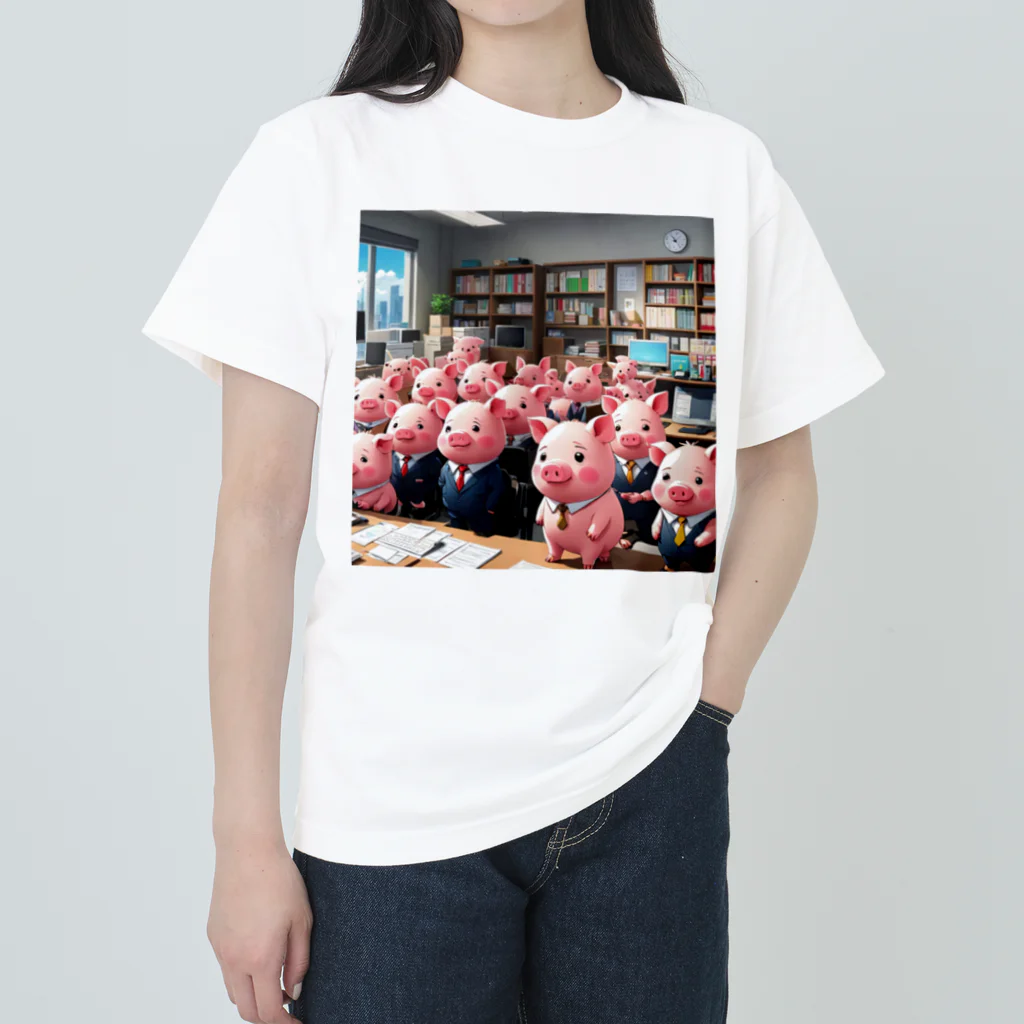 MTHの会社のらいんあっぷをするみにぶた管理製品 Heavyweight T-Shirt