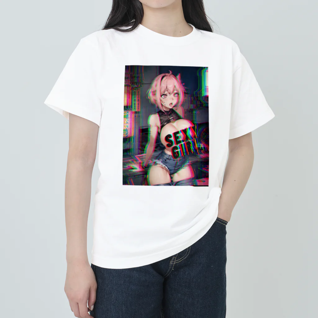 adultistのサイバーピンクセクシーガール Heavyweight T-Shirt