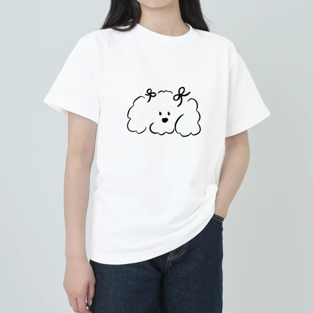 musubiのふわふわの白い犬/リボン Heavyweight T-Shirt
