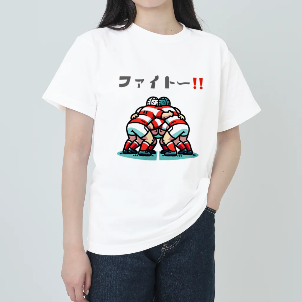 癒やしの『福ちゃん』のダブルスクラム Heavyweight T-Shirt