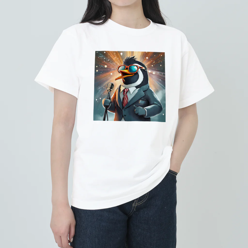 ぱぴぷSHOPのロックスターなペンギン ヘビーウェイトTシャツ