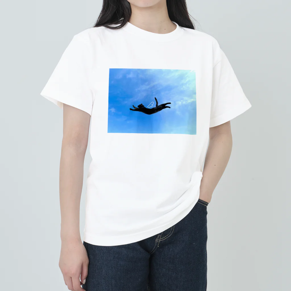 Shali de Partyのflying ねこちゃん ヘビーウェイトTシャツ