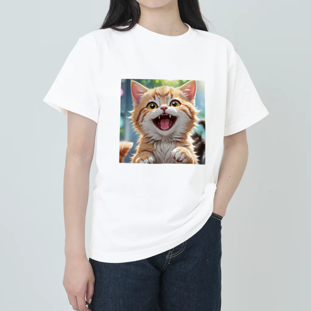 f-koroのかわいい笑顔がたまらない子猫 ヘビーウェイトTシャツ