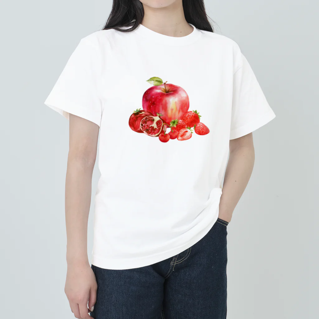 fooddesign-comの赤いまとまり ヘビーウェイトTシャツ