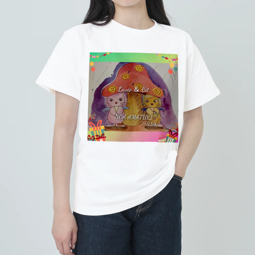 porte☘️bonheur〜ﾎﾟﾙﾄ·ﾎﾞﾇｰﾙの〜絵本の扉〜Lavie＆Bitたれ耳うさぎの妖精san〜 ヘビーウェイトTシャツ