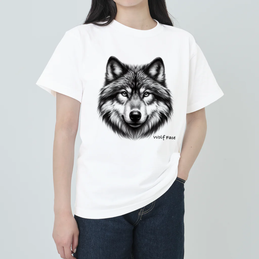 Golden-Cat358の狼の顔 かっこいい  ヘビーウェイトTシャツ