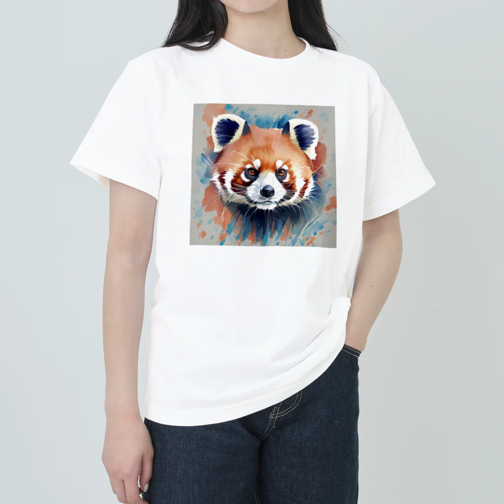 WithRedPandaの水彩風レッサーパンダ ヘビーウェイトTシャツ