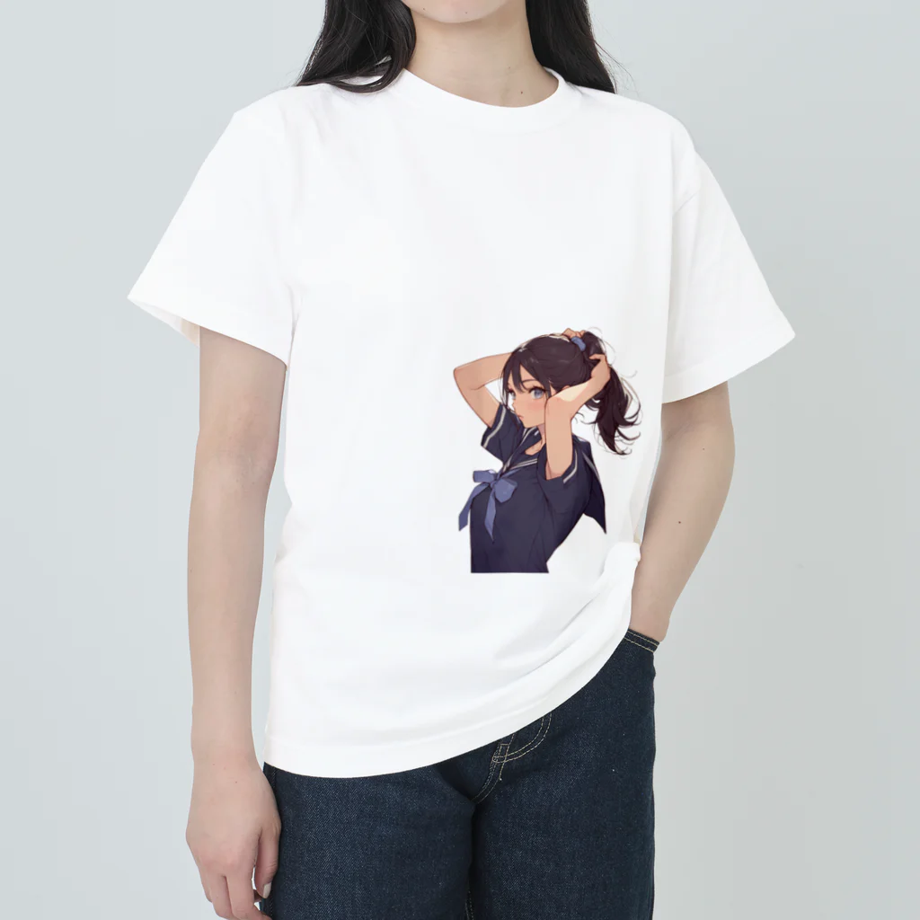 AQUAMETAVERSEのポニーテールがセクシーな女の子　BLUE PLUM  691 Heavyweight T-Shirt