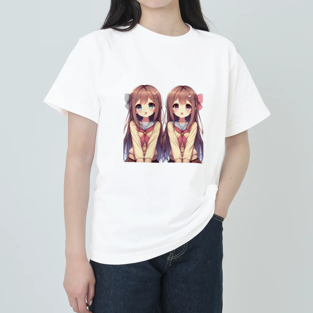 seigi2oo2の愛らしい可愛い双子の姉妹 Heavyweight T-Shirt