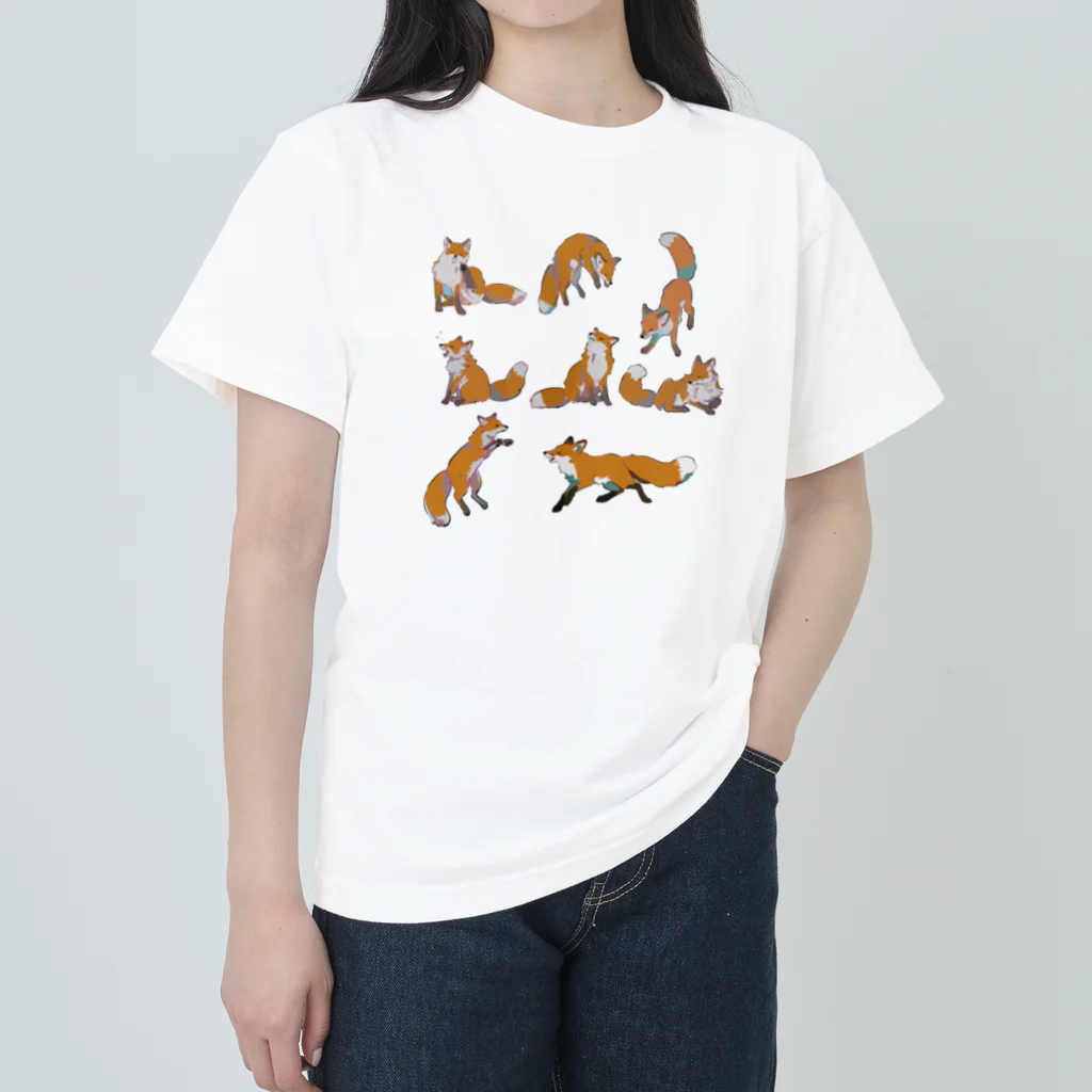 キツネ月のキツネたち ヘビーウェイトTシャツ