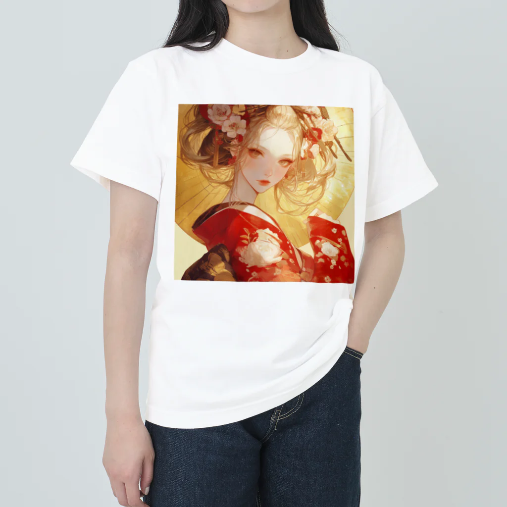 AQUAMETAVERSEの金の光に輝く赤い姫 Marsa 106 ヘビーウェイトTシャツ