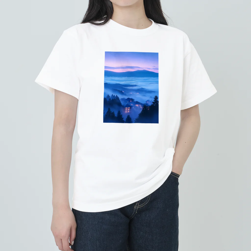 AQUAMETAVERSEの雲海とホテル街の灯　ラフルール　1859 Heavyweight T-Shirt