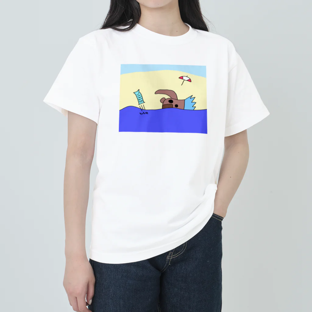 atelier_lapislazuliのくまはにわ 海水浴 Heavyweight T-Shirt