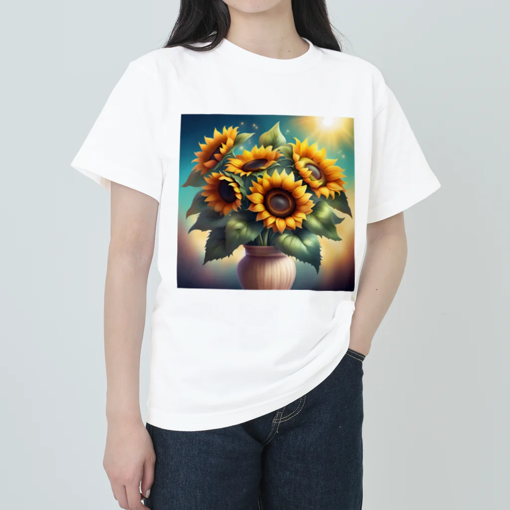 Flower Delightのひまわりの花束 Heavyweight T-Shirt