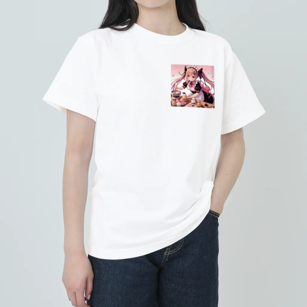 kei-1818のお菓子作りのメイドさん ヘビーウェイトTシャツ