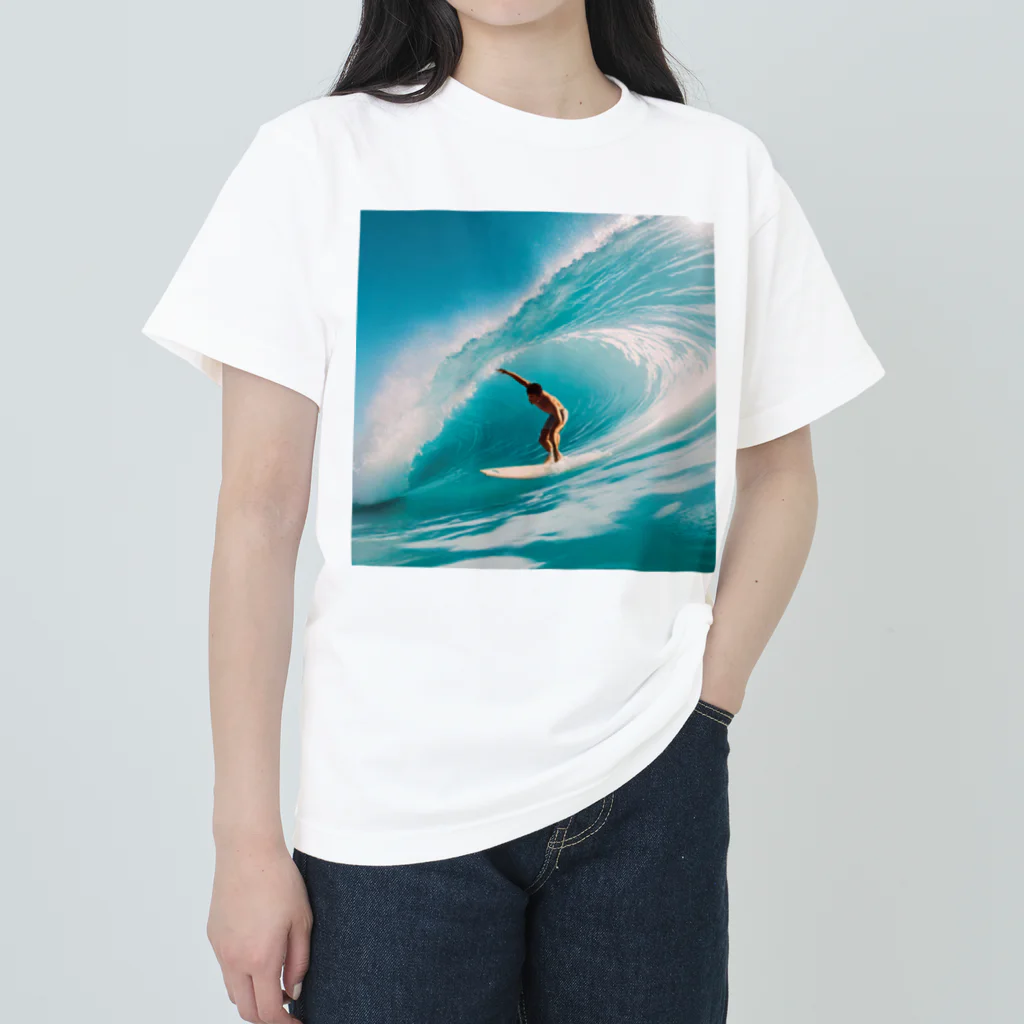 Dorara14の海とサーファー ヘビーウェイトTシャツ