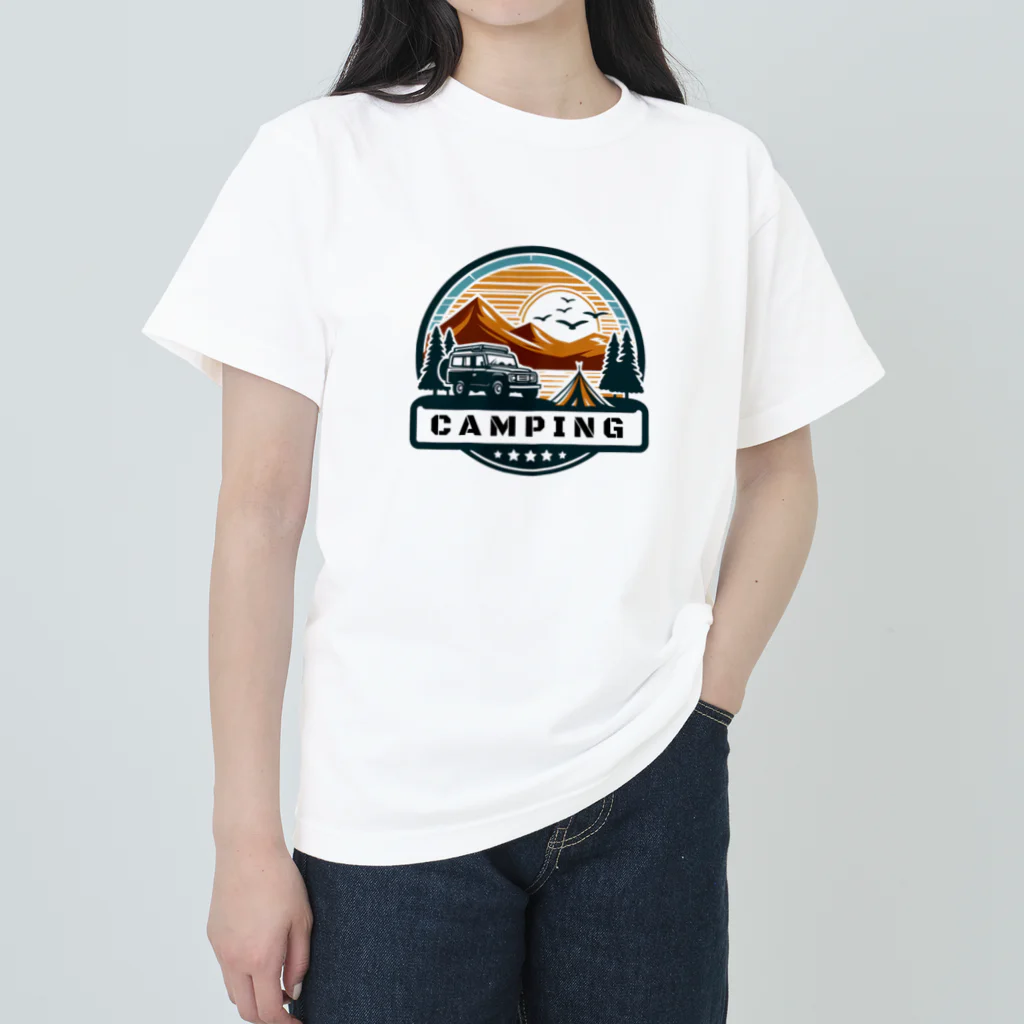 mm___illustのキャンプ ヘビーウェイトTシャツ