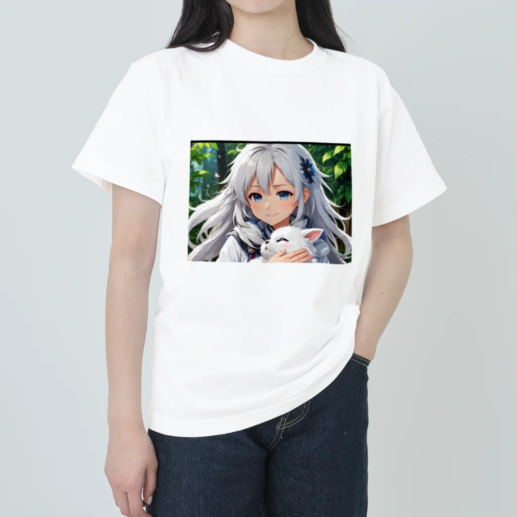 巫女スタぐらむのだっこされる神様 ヘビーウェイトTシャツ