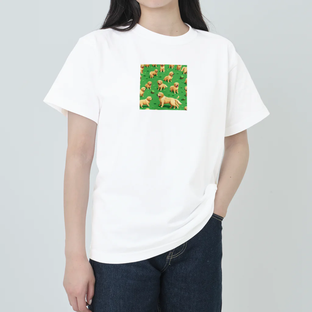 kinnirono-inuのドット絵　たくさんのゴールデンレトリバー２ Heavyweight T-Shirt