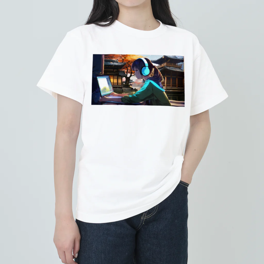 Nodoka Silence Library - WEB SHOPのTyping Girl ヘビーウェイトTシャツ