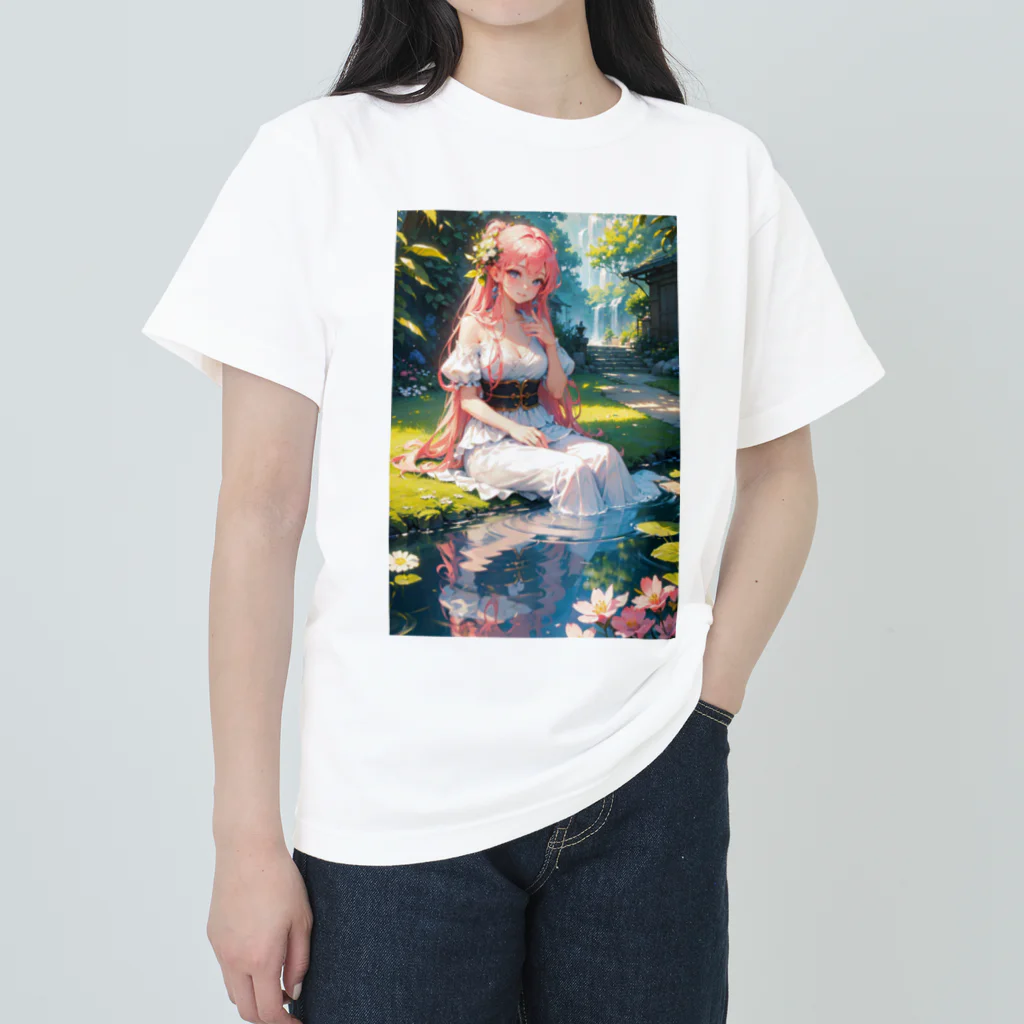 はぴはぴの朝の水浴の君 ヘビーウェイトTシャツ