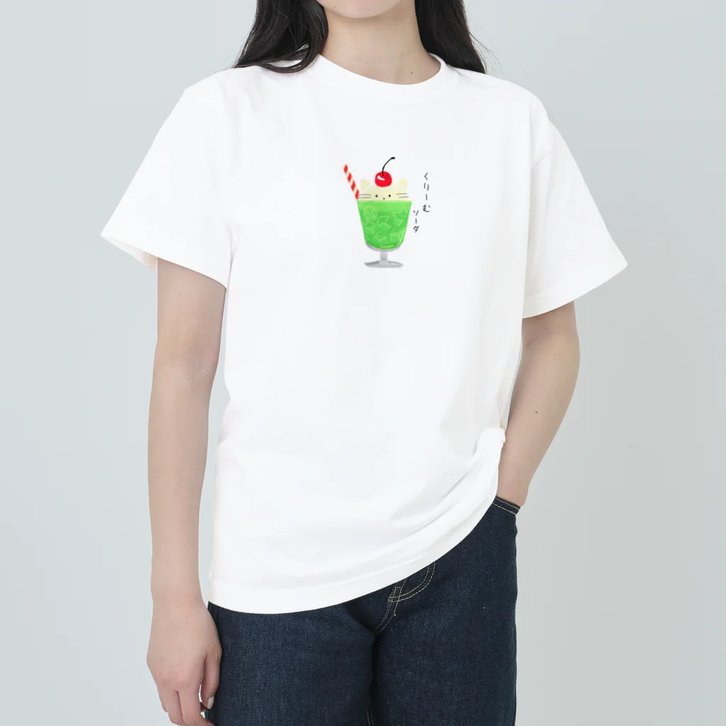 as-kumoのクリームソーダ❁⃘*.ﾟ猫入り ヘビーウェイトTシャツ