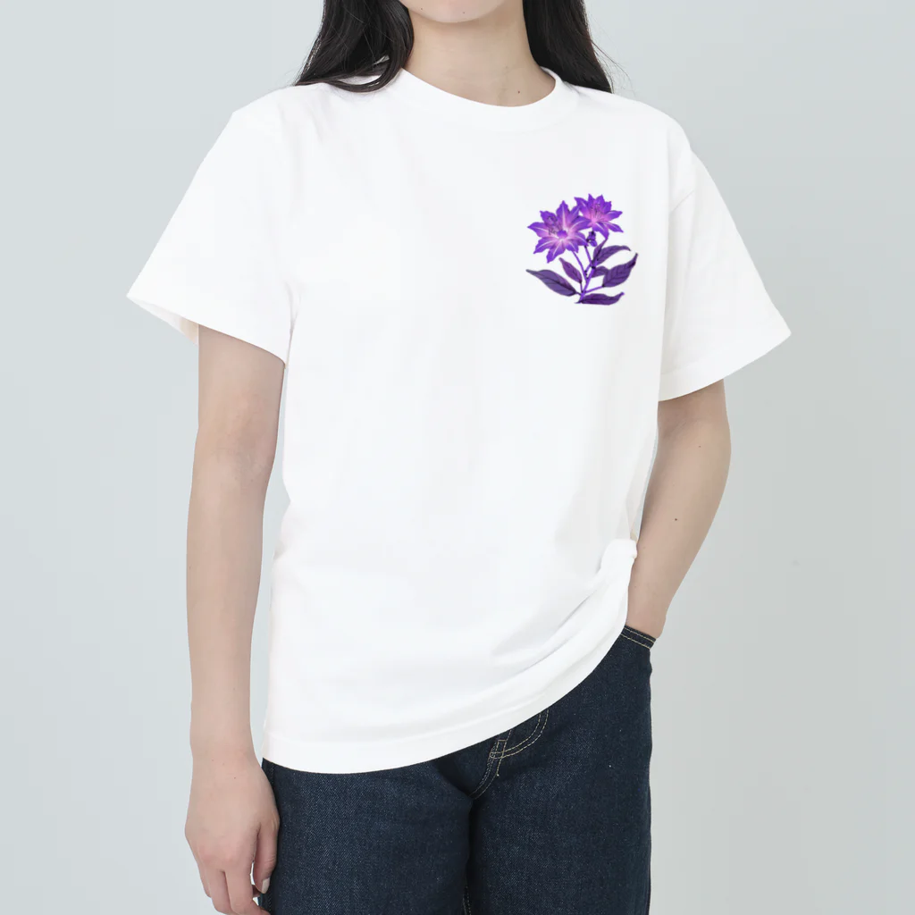 RetrowaveFlowerのRetrowaveFlower-ムラサキハナナ- Heavyweight T-Shirt